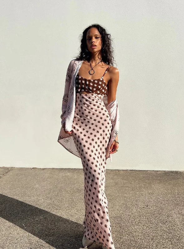Freda Maxi Dress Pink Trendy Maxi Dress with Belt