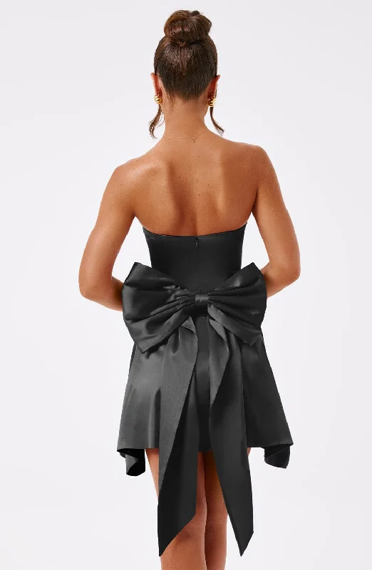 Freja Mini Dress - Black Classic Floral Print Mini Dress