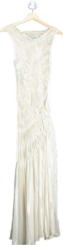 Georgia Hardinge White Ruched Maxi Dress UK 8 Elegant Silk Maxi Dress