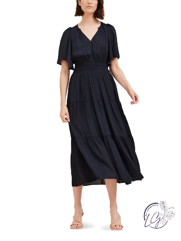 Graceful Glide Pleated Maxi Dress Classic Black Maxi Dress