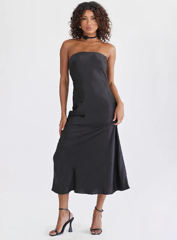 Haley Maxi Dress Black Comfortable Flowy Maxi Dress
