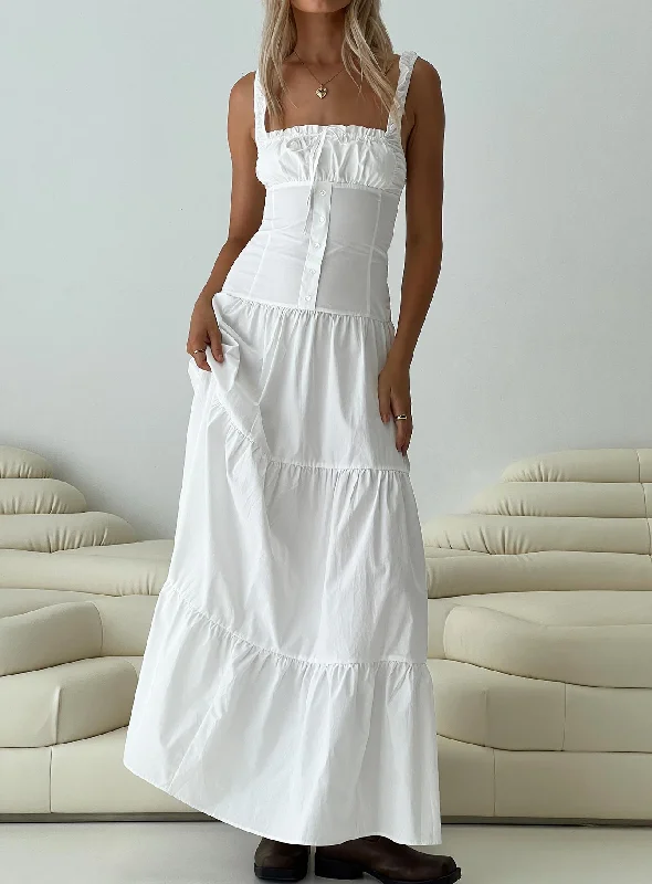 Heart Shaped Maxi Dress White Elegant Velvet Maxi Dress