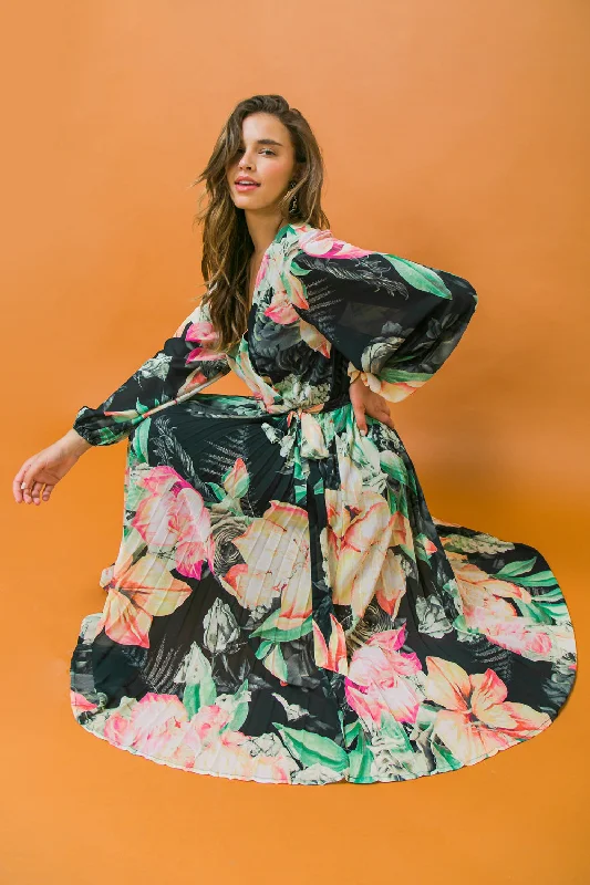 HEAVENLY HUES WOVEN MIDI DRESS Elegant V-Neck Midi Dress