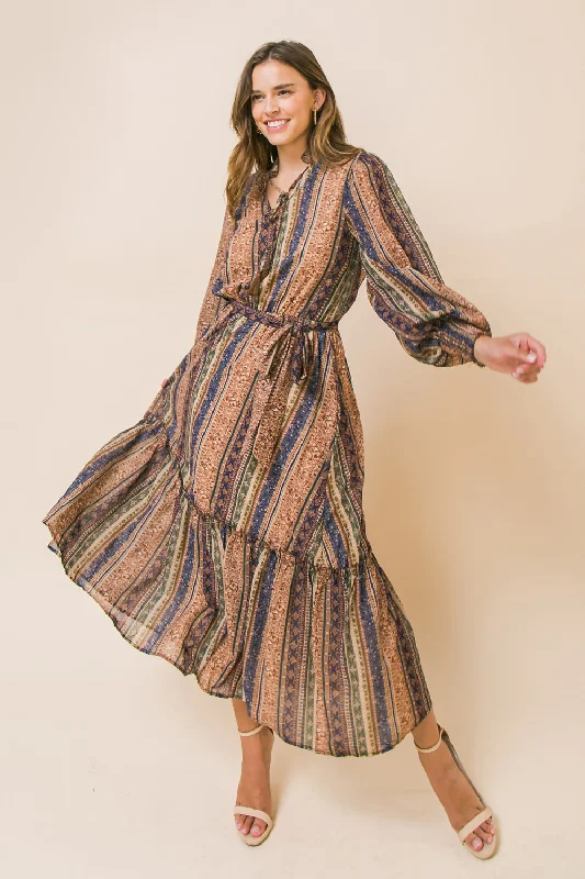COVERED BY LOVE WOVEN MIDI DRESS Fashionable Pleated Midi Dress