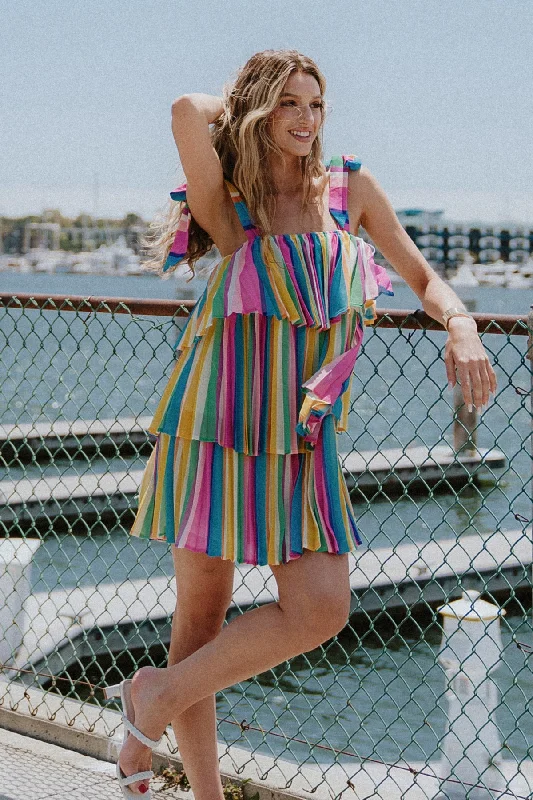 PROPER PARADISE WOVEN MINI DRESS Fashionable Lace-Trim Mini Dress