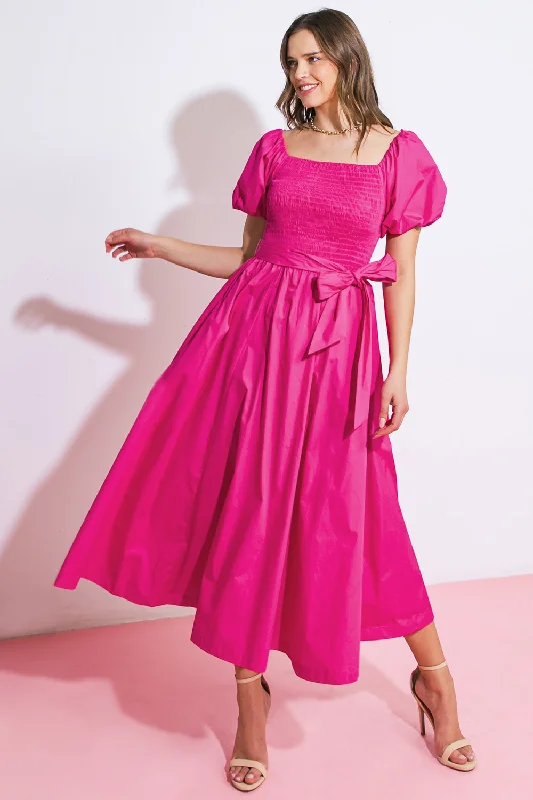 A PEACEFUL PLACE WOVEN MIDI DRESS Fashionable Pleated Midi Dress