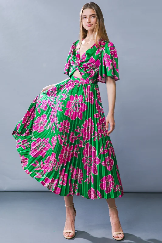 CERTIFIED CHARM WOVEN MIDI DRESS Fashionable Pleated Midi Dress