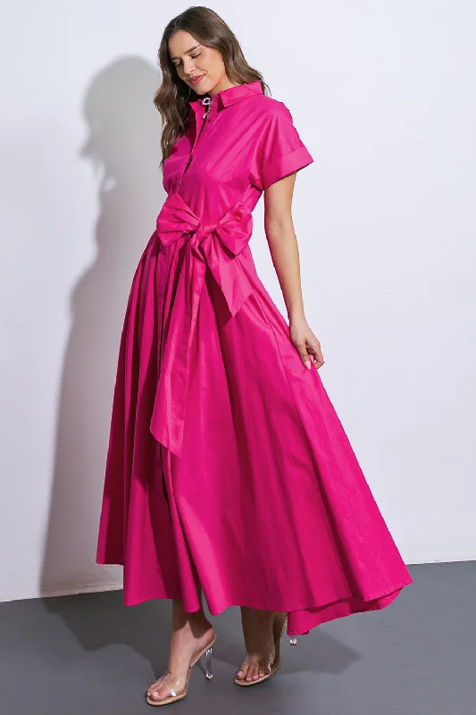 PROMISE ME THIS WOVEN MIDI DRESS Stylish Pleated Skirt Midi Dress