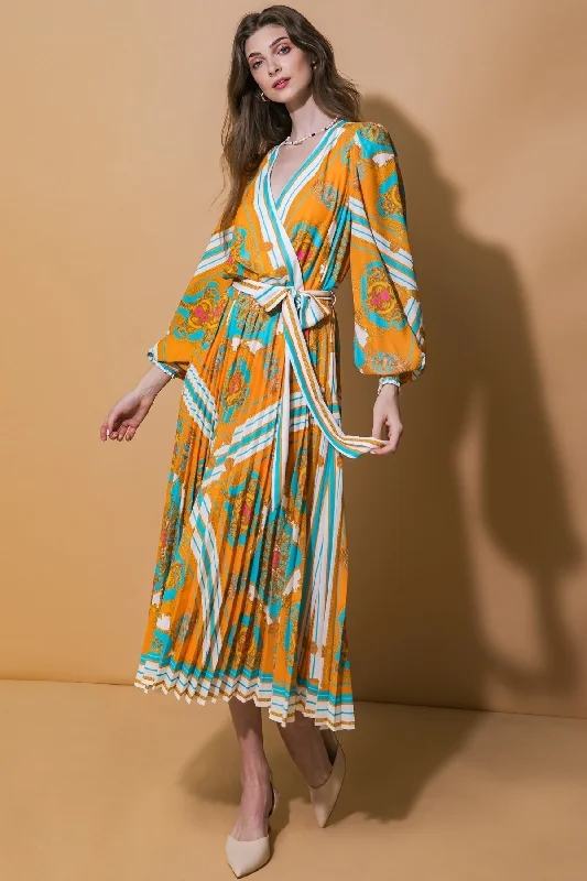 VISION OF CHARM WOVEN MIDI DRESS Fashionable High-Neck Midi Dress