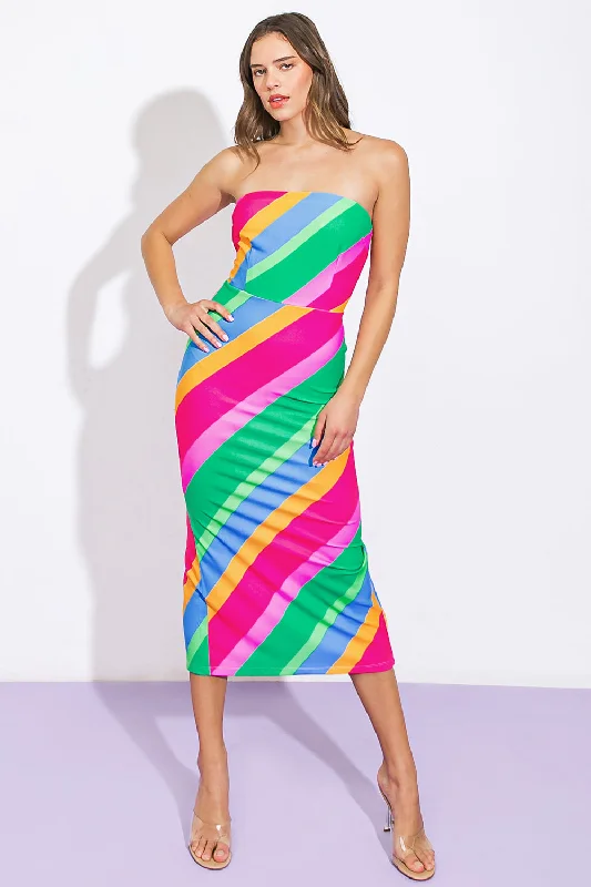 ALL OR NOTHING PONTI MIDI DRESS Trendy Ruched Side Midi Dress