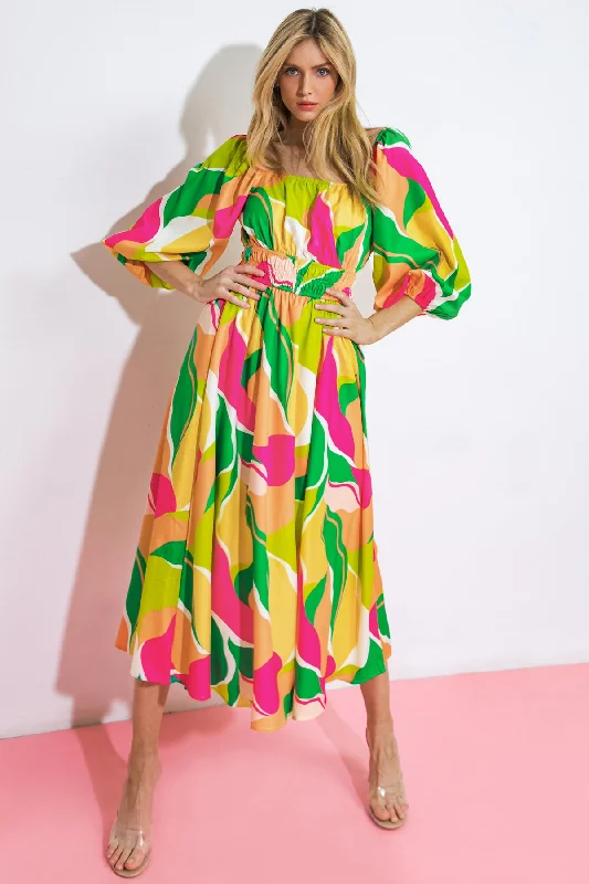 A SECOND THOUGHT WOVEN MIDI DRESS Trendy Knit Midi Dress