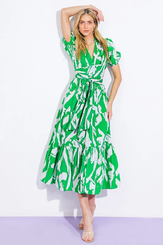 THROUGH THE GARDEN WOVEN MIDI DRESS Comfortable Ribbed Midi Dress