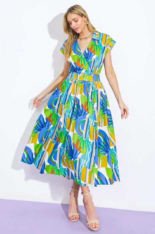 SUMMER MIRAGE WOVEN MIDI DRESS Cozy Wide Strap Midi Dress