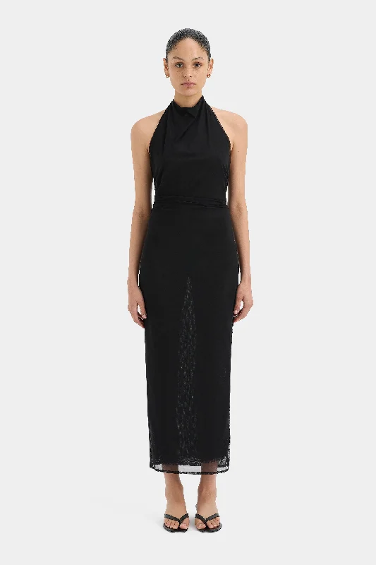 Jacques Mesh Halter Midi Dress Fashionable One-Shoulder Midi Dress