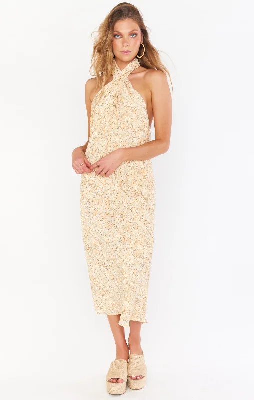 Jasmine Halter Midi Dress ~ Desert Snake Fashionable High-Low Midi Dress