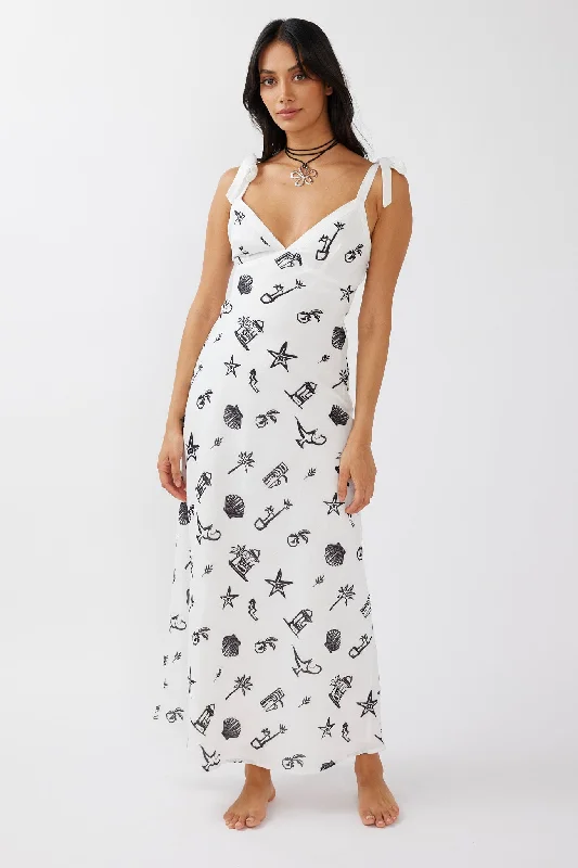 Jaya Tied Shoulder Maxi Dress Print Black Fashionable Faux Wrap Maxi Dress