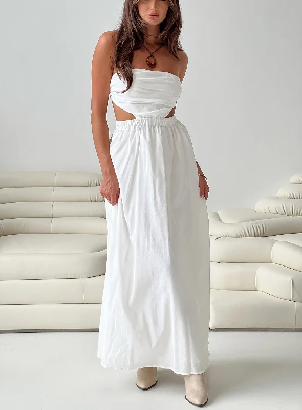 Jessia Maxi Dress White Trendy A-Line Maxi Dress