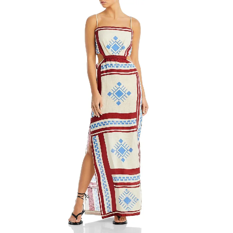 Johanna Ortiz Womens Kay Pacha Cut-Out Long Maxi Dress Fashionable Halter Neck Maxi Dress