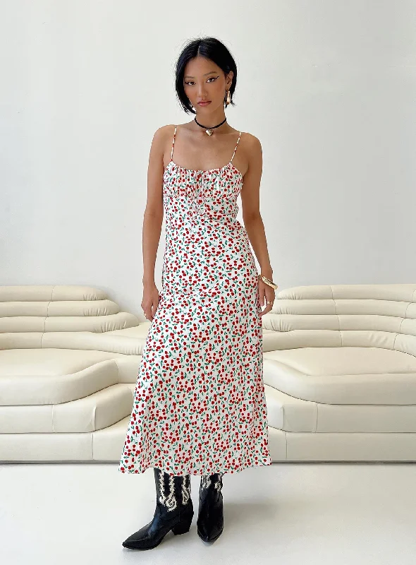 Kaplan Midi Dress White / Red Fashionable Shift Midi Dress