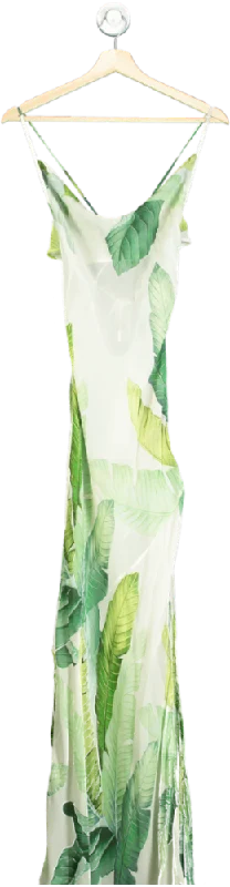 Karen Millen Green Tropical Palm Print Beach Strappy Maxi Dress UK XS Elegant Velvet Maxi Dress