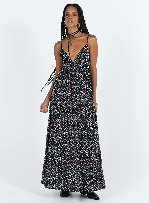 Koko Maxi Dress Black Floral Classic Solid Maxi Dress