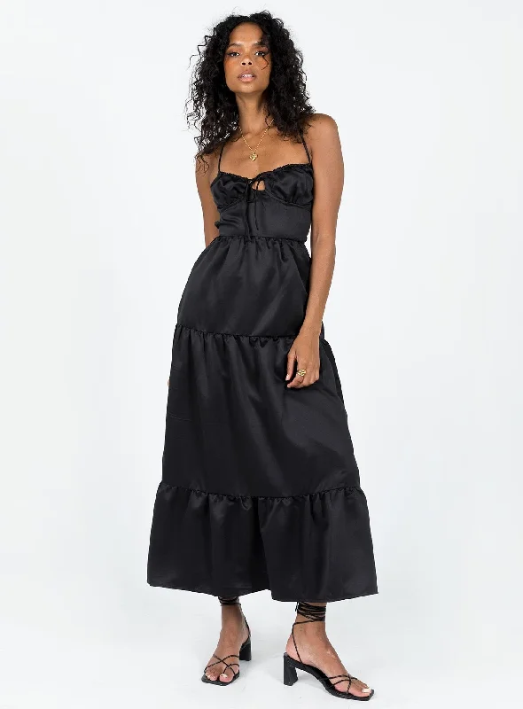 Kuzen Maxi Dress Black Stylish Longline Maxi Dress