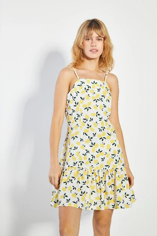 Glamorous Off White Lemon Print Shift Mini Dress Cozy Knitted Mini Dress