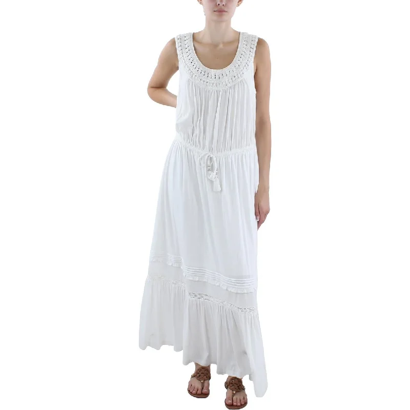 Lauren Ralph Lauren Womens Crochet U-Neck Maxi Dress Elegant Sleeveless Maxi Dress