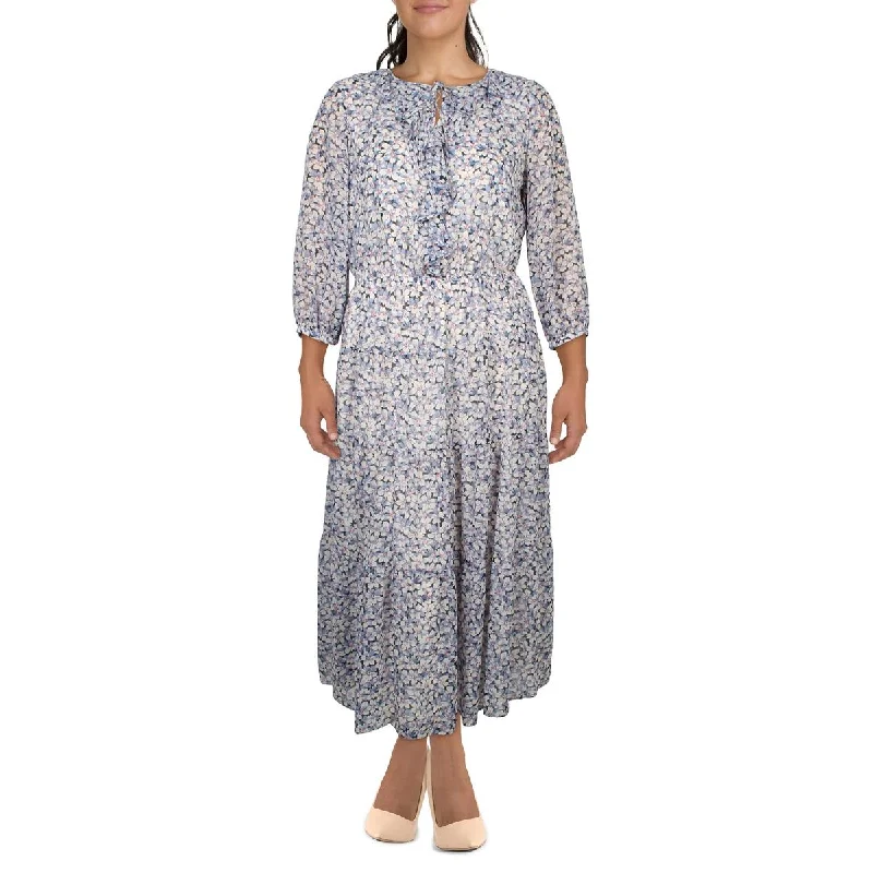 Lauren Ralph Lauren Womens Floral Print Georgette Maxi Dress Trendy Floral Print Maxi Dress