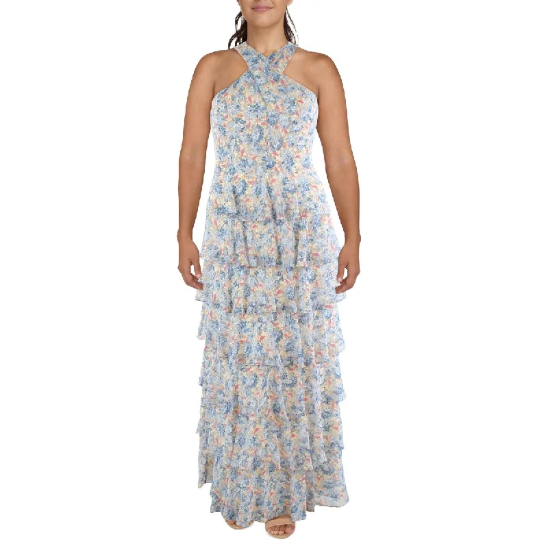 Lauren Ralph Lauren Womens Tiered Criss-Cross Front Maxi Dress Chic Summer Floral Maxi Dress