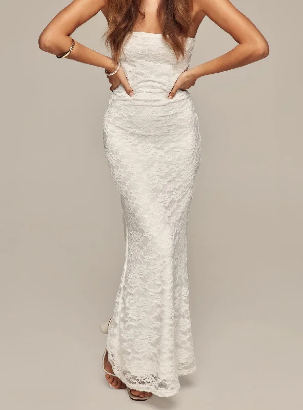 Lavelle Strapless Maxi Dress White Stylish Boho Maxi Dress