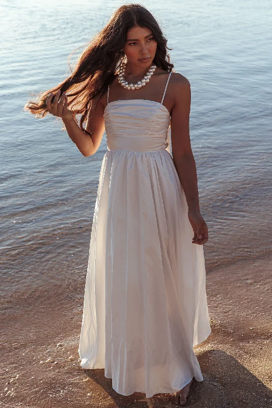 Love Songs Back Bow Maxi Dress White Elegant Sleeveless Maxi Dress