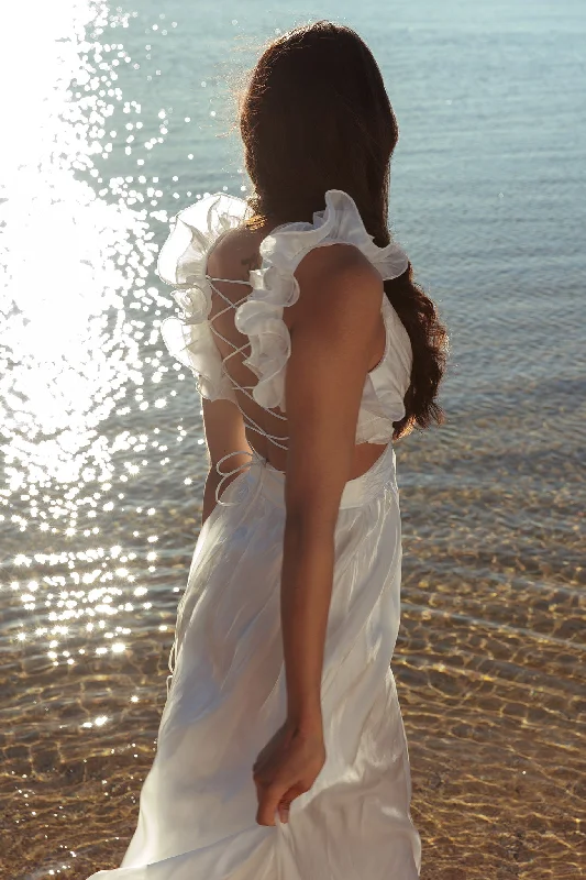 Madara Lace-Up Back Maxi Dress White Classic Strapless Maxi Dress