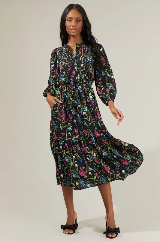 Madeline Groover Floral Midi Dress Fashionable Casual Midi Dress