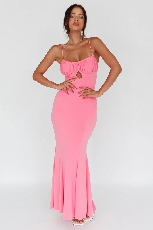 Marcella Keyhole Bust Maxi Dress Pink Fashionable Layered Maxi Dress