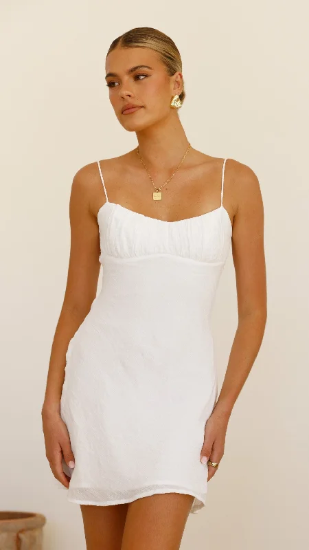 Galina Mini Dress - White Classic Shift Mini Dress