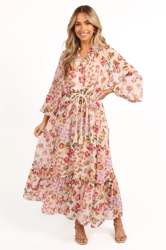 Micah Long Sleeve Midi Dress - Blush Stylish Halter Neck Midi Dress