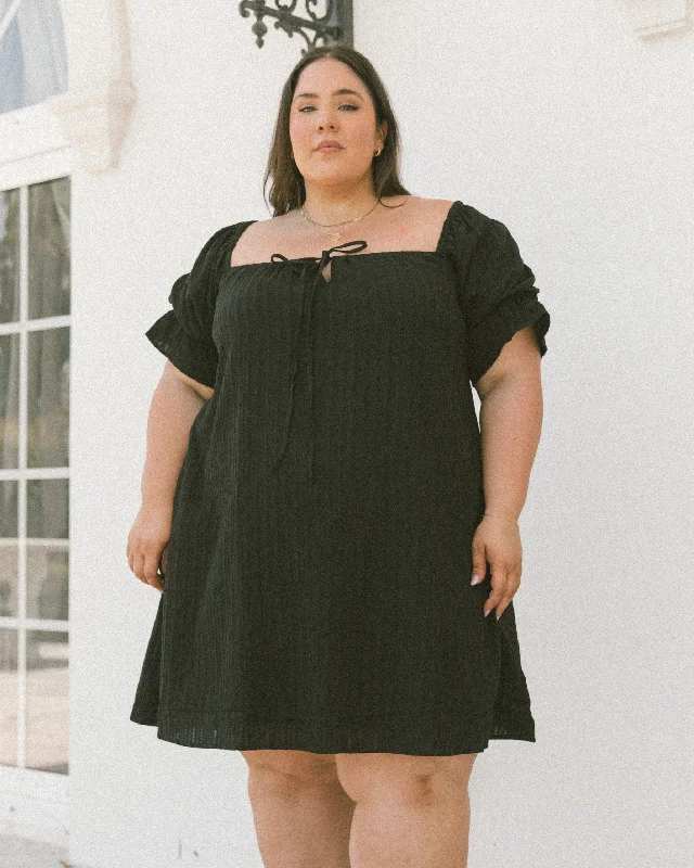 Millie Mini Dress | Black Cozy Ruched Mini Dress