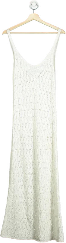 Oysho White Crochet Maxi Dress UK S Stylish Empire Waist Maxi Dress