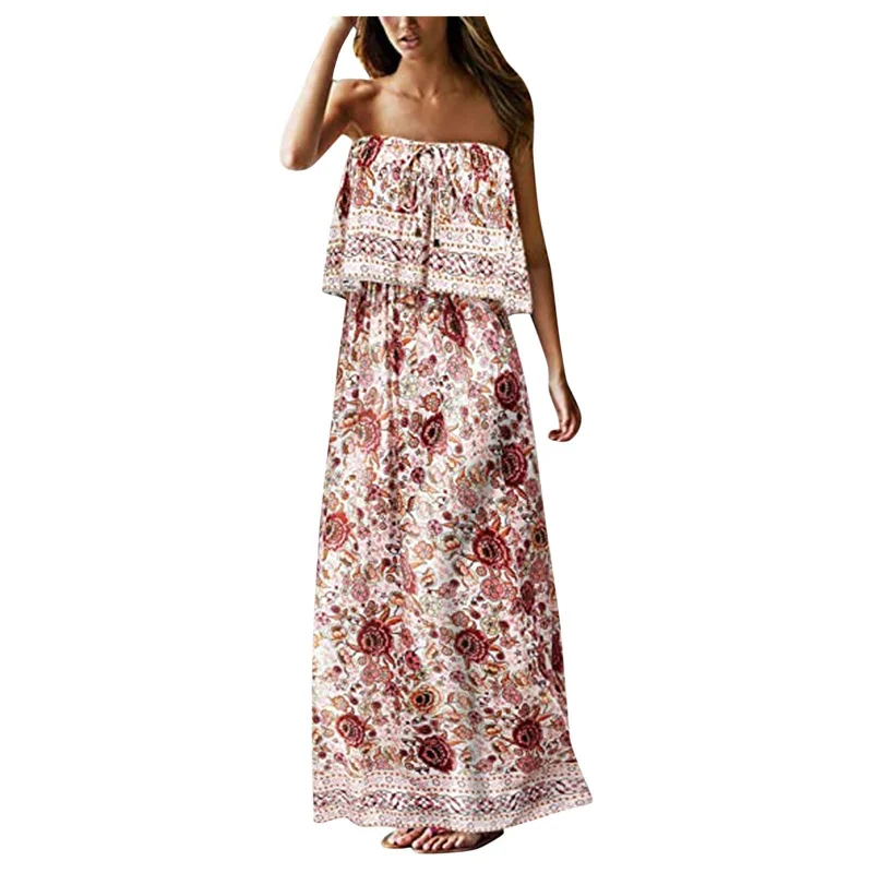 Padget Strapless Printed Mini Dress - Coral Pink Elegant Lace Mini Dress