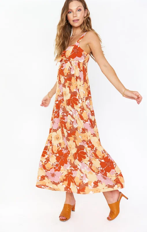 Penelope Midi Dress ~ Party Poppy Blooms Fashionable Fitted Midi Dress