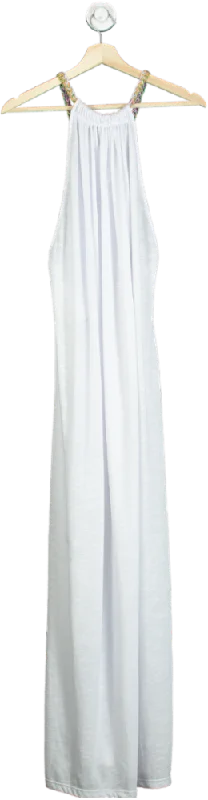 Pitusa White Open Back Maxi Dress One Size Comfortable Ruffle Hem Maxi Dress