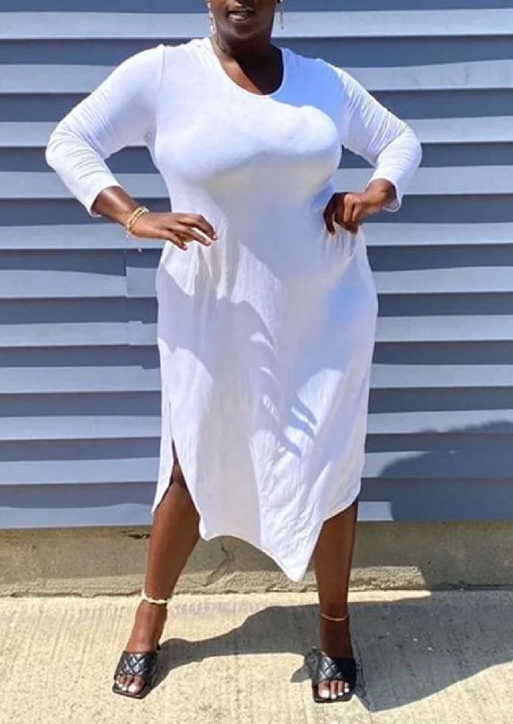 Hi Curvy Plus Size Women Curved Hem Hooded Midi Dress Cozy Tie-Dye Midi Dress