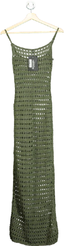 PrettyLittleThing Olive Petite Crochet Maxi Dress UK 6 Elegant Maxi Dress with Belt