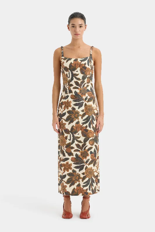 Primrose Ruched Midi Dress Elegant Satin Slip Midi Dress