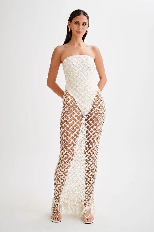 Prudence Knit Midi Dress - Buttercream Fashionable A-Line Midi Dress