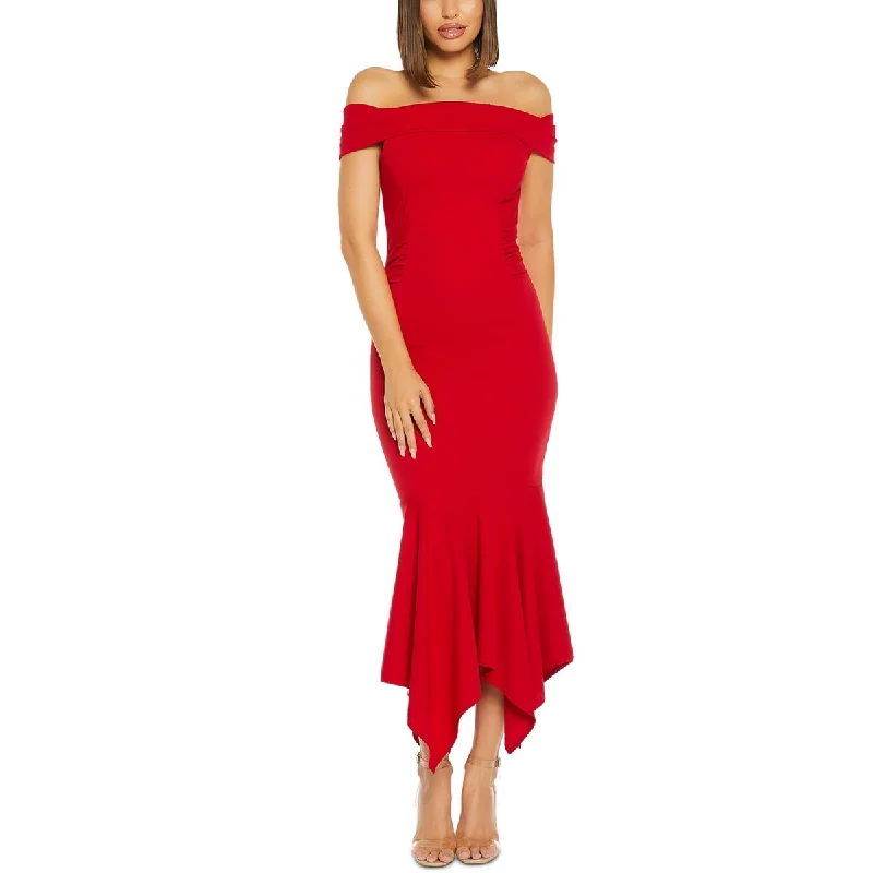 Quiz Womens Full Length Off-The-Shoulder Maxi Dress Elegant Maxi Dress with Pockets