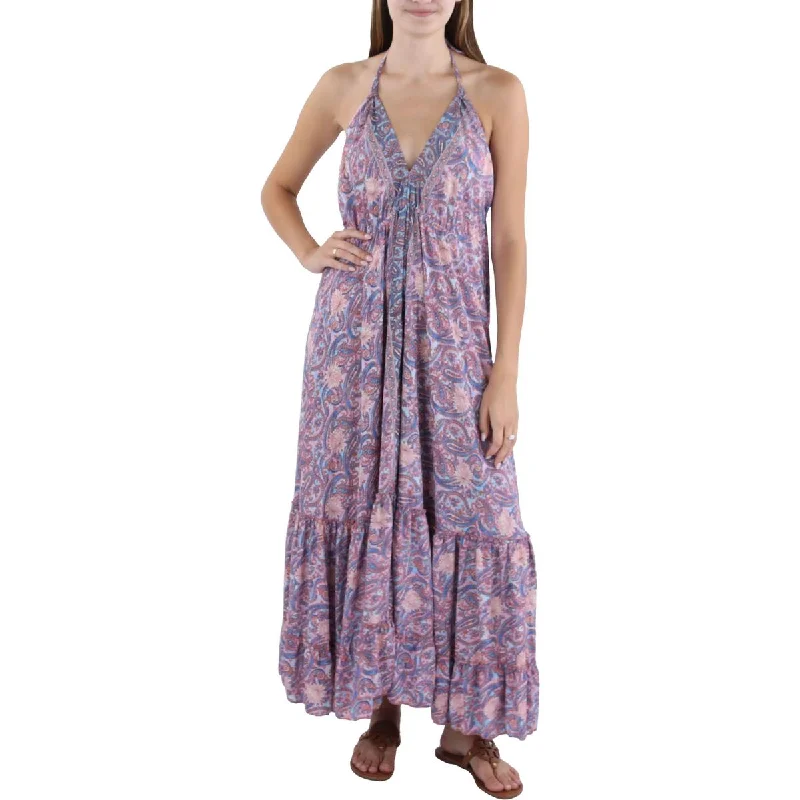 Raga Womens Full Length Paisley Maxi Dress Fashionable Open-Back Maxi Dress