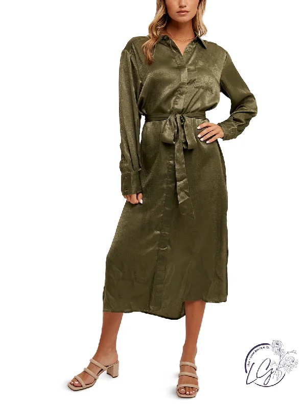 Regal Olive Maxi Dress Trendy Ruffled Maxi Dress