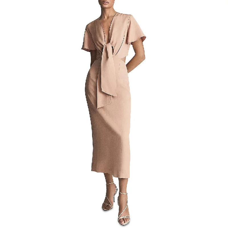 Reiss Womens Tie front Long Maxi Dress Elegant Tiered Maxi Dress